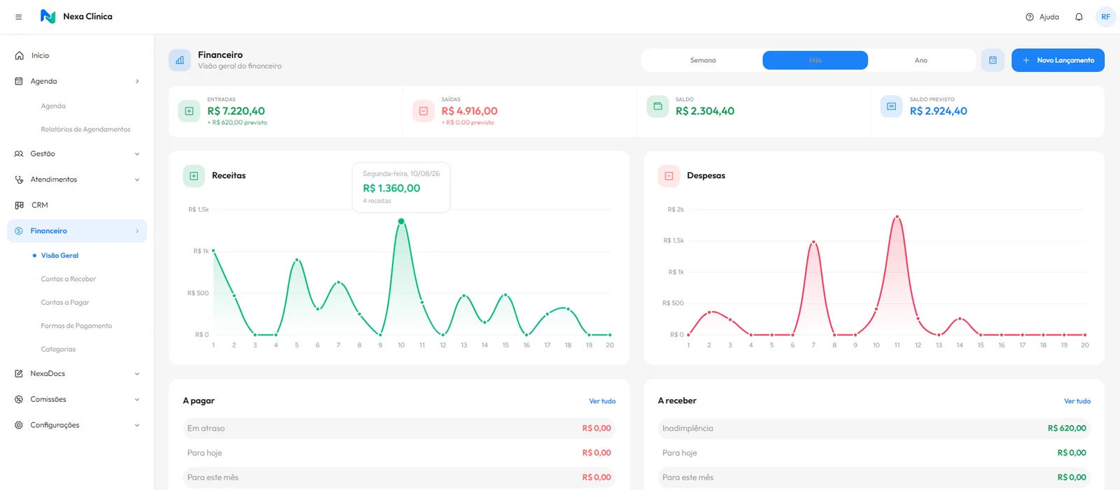 Tela de Nexa Clínica